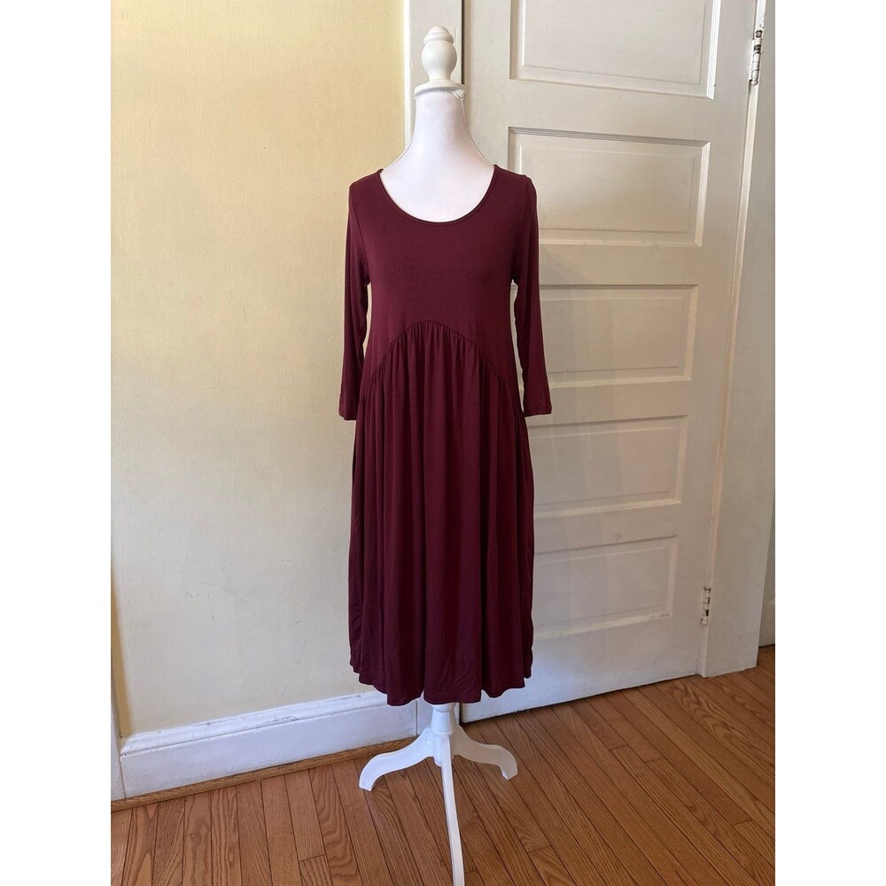 Womens dress maternity modest pockets scoop neck purple ruffle summer romantic